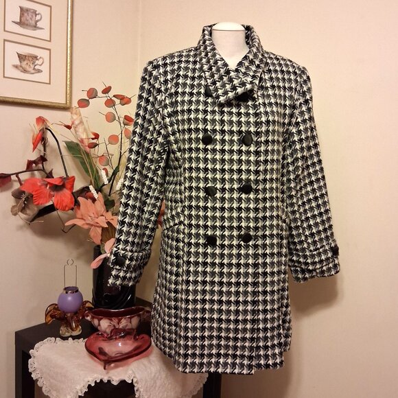 NEW Women’s Gray Black Double-Breasted Lined Trench Coat Winter Outerwear 16 XL - Picture 3 of 10